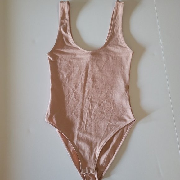 Zara Bodysuit Small Beige Pink Tank Style Snap Closure One Piece - Picture 1 of 3